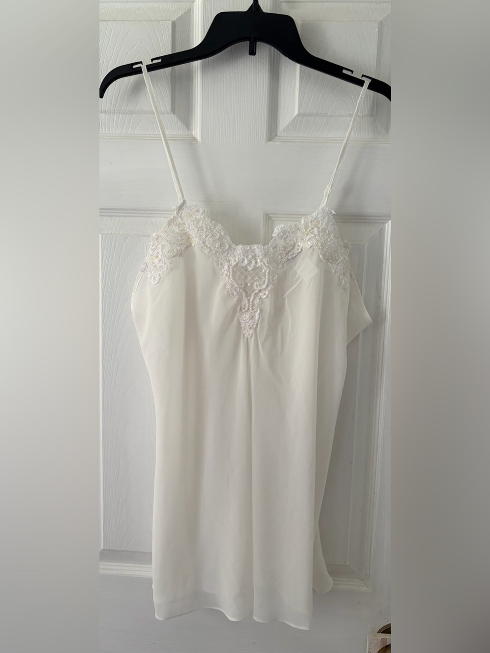 Delicate Lace-Trim White Chemise Slip